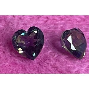 Violet 2 Loose Amethyst Gemstones 7 to 9 Cts Heart Shaped Gems Purple Certified